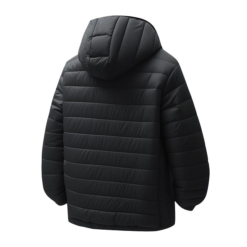 Men's Black Hooded Quilted Puffer Jacket, Warm Winter Casual Lightweight Padded Coat