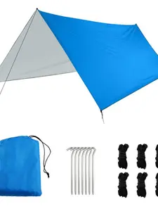 Portable Camping Tarp Multifunctional Outdoor Camping Traveling Awning Backpacking Tarp shelter Rain Tarp,300x300cm/9.8x9.8ft