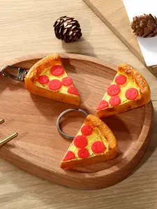 Wind Pizza Slice Keychain, Creative Food Pendant, Alloy Buckle, Car Key Chain, Birthday Gift, Fun Accessory for Students and Friends