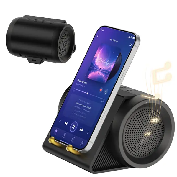 XHJ 3-in-1 Wireless Induction Audio & Bluetooth Speaker with Phone Holder,60-h battery life，Gifts for Friends, Family