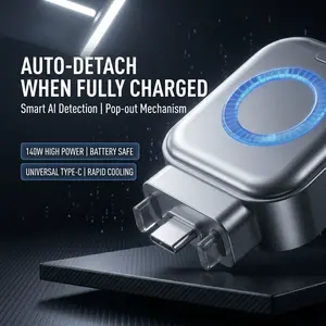 Smart Stop Charging Safety Adapter, 140W Fast Charging Protector, Automatic Power Cut Device Prevent Overcharge for Smartphone Tablet USB Cable
