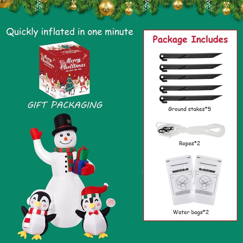 Christmas Inflatables Outdoor Decorations, 8 FT Inflatable Snowman with Penguins, Blow Up Xmas Decorations Clearance Indoor Outdoor Yard Patio Lawn Decor with LED Christmas Lights Christmas Inflatables Outdoor Decorations, 8 FT Inflatable Snowman with Penguins, Blow Up Xmas Decorations Clearance Indoor Outdoor Yard Patio Lawn Decor with LED Christmas Lights