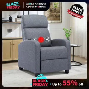 [TikTokShopBlackFriday]EBELLO Massage Recliner Chair Fabric Winback Recliner Chairs, Modern Padded Seat Reclining Chair Single Sofa for Living Room, Adjustable Home Theater Seating Office (Light Grey)