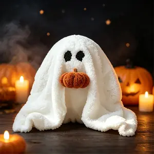 Ghost with Pumpkin Pillow,Ghost Plush Toy Halloween Decor,  Party Decoration Pillow,Decorative Signs Tabletop Decor for Party Home Kitchen and Fireplace
