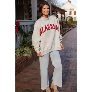 Women's Heather Grey Reversible Mock-Neck Alabama Sweatshirt