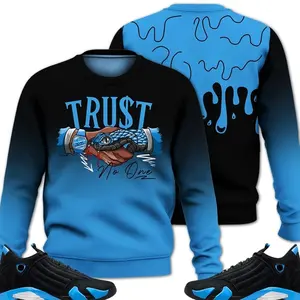 14 University Blue Outfits, Black University Blue 14s Sweatshirt, Snake Trust No One Drip Streetwear Unisex Sneaker Matching Shirts
