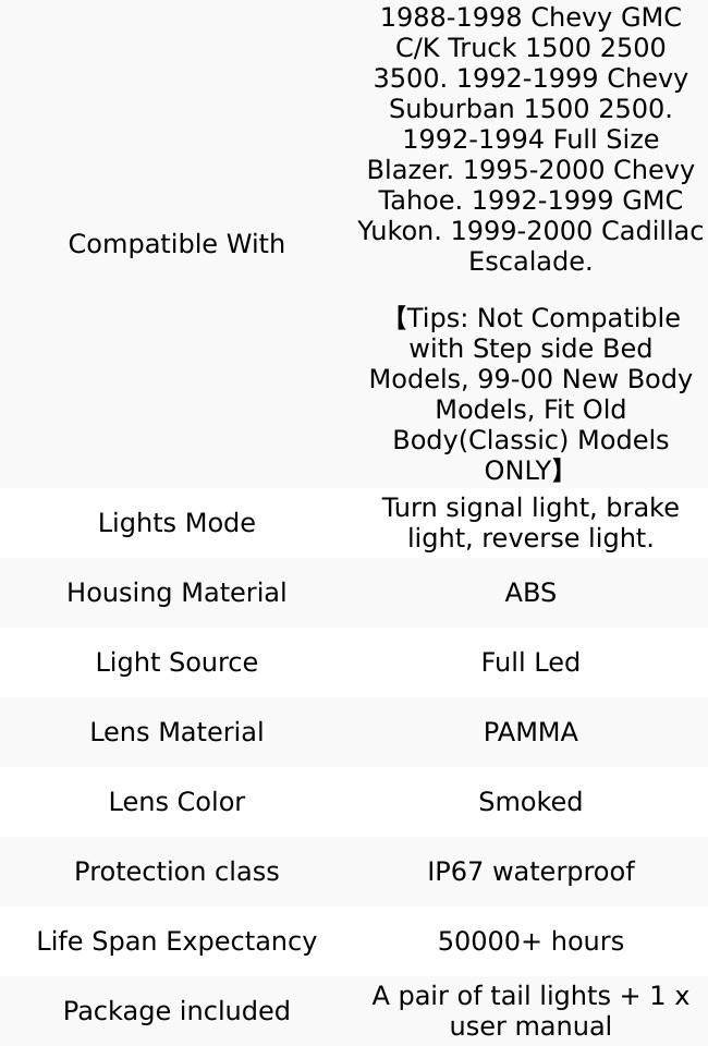 OKSIWA Full Led Tail Lights for Chevy GMC 1988-1999 C/K Pickup Truck Silverado Suburban Sierra Tahoe Yukon Turn Signal,Brake Light,Reverse Light Smoked