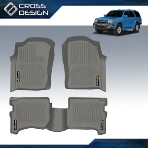 CROSSDESIGN TPE Floor Mats Fit For 1996-2002 Toyota 4Runner Front and 2nd Row,All weather Waterproof Durable Non-slip ,3pcs Gray Upgraded Version