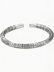 Men's Vintage Mobius Ring Totem Bracelet, Open Cuff Design, Punk Style, Zinc Alloy Material, All Seasons Wear, No Choking Hazard, Punk Style Jewelry