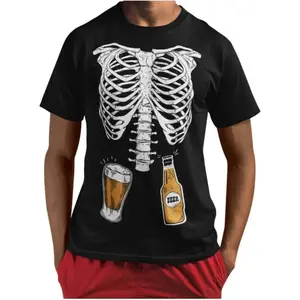 Tstars Funny Mens Skeleton Beers in Belly Shirt Ribcage Xray Halloween Costume Shirts for Men