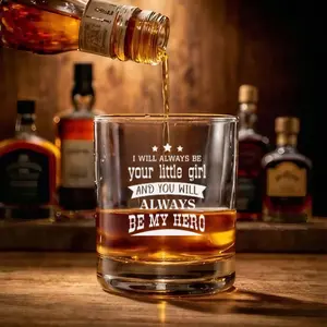 Funny Personalized Whiskey Glass – “I Will Always Be Your Little Girl And You Will Always Be My Hero” Custom Engraved Gag Gift for Dad & Husband, Gift for Men & Women, Him & Her, Couples, Father’s Day, Birthday, Anniversary