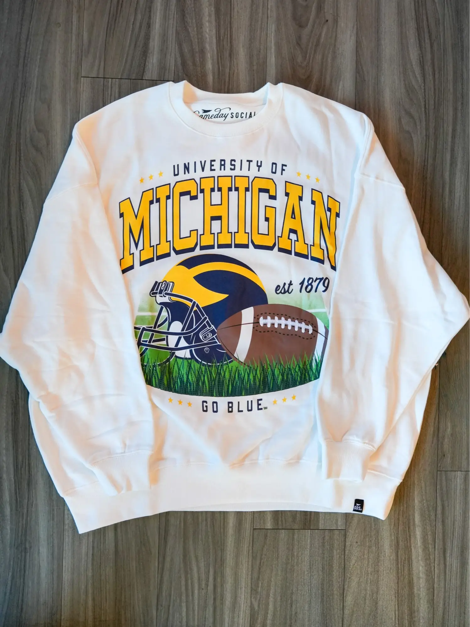 University of Michigan Football Crewneck Sweatshirt | Oversized Michigan Wolverines Game Day Pullover | Go Blue College Sweatshirt