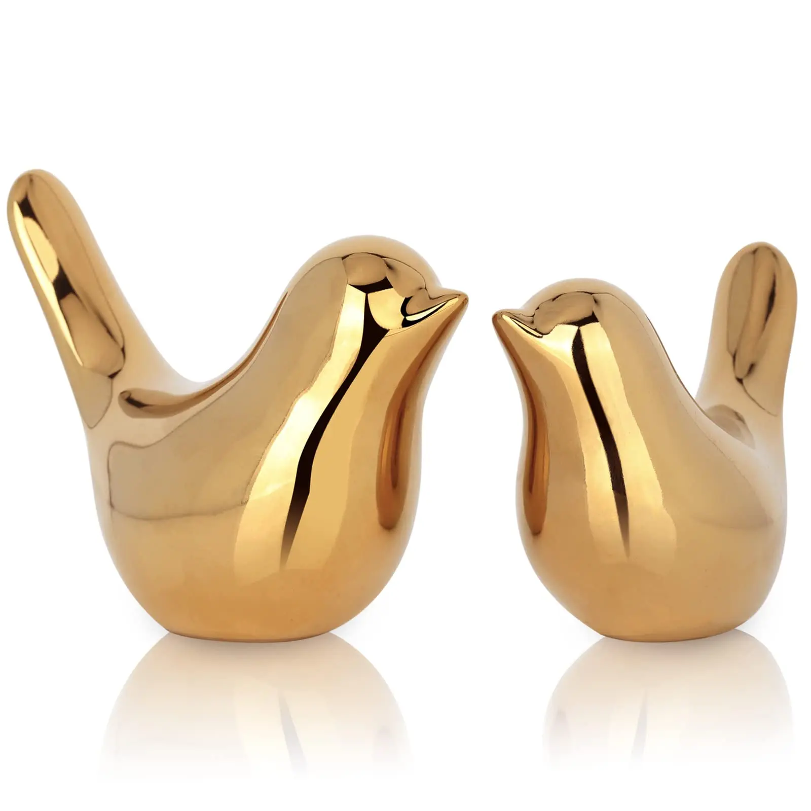 2 Decor Accents Small Animal Statues Modern Home Decorative  Birds Sculpture Ornaments For Shelf Bookshelf Coffee Table Knick Knacks Shelves(gold Bird)