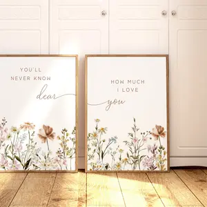 Set of 2 Boho Nursery Wall Art, Wildflower Nursery Decor, Botanical Print, Floral Nursery Art, Girl Nursery Decor, Baby Shower Gift UNFRAMED