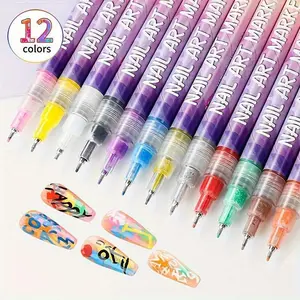 12 color color 3D nail pencil set, dotting, drawing, eyeliner and graffiti functions, nail beauty DIY nail tools, Valentine's Day gifts