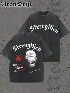NeonDrift Strengthen Skull Graphic Tee Vintage Black T-Shirt Bold Gothic Print Streetwear Style For Urban Fas y2k Vinta y2k Vintage Streetwear Christmas Thanksgiving Gift Cyber Monday
