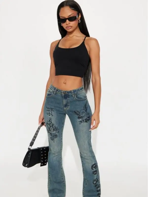 Ed Hardy Tattoo Bootcut Jeans - Medium Wash
