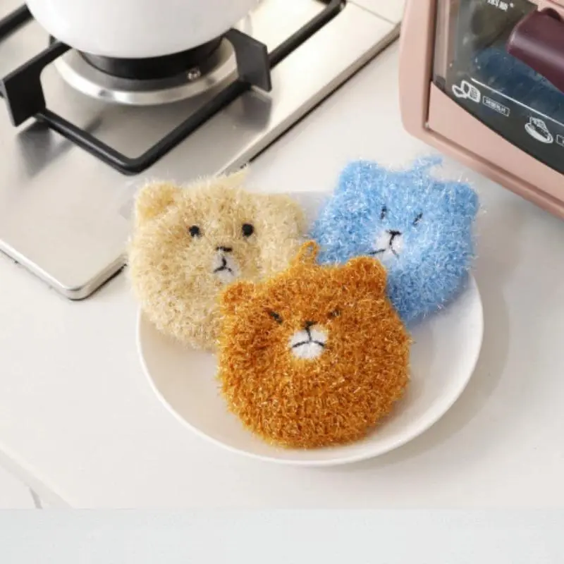 Korean Bear-Shape Acrylic Cleaning Cloths - Absorbent, Anti-Grease, High-Efficiency Kitchen Cleaning Tools for Household Use, Water Absorbent