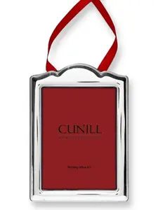 Cunill Silver Ornament Frame, 925 Sterling Silver 2.5 x 3.5 Arch Style Picture Frame Ornament, Includes Two Frame Backs for Dual Use, Hanging Ornament, Tabletop Easel Back. Holiday Gift Decoration Box Photo