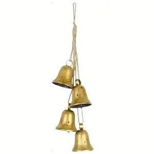 Vintage Golden Color Bell Set, Rustic Farmhouse Design, Perfect for Christmas Trees, Wreath Decoration, Door Hangs, Festival Celebrations