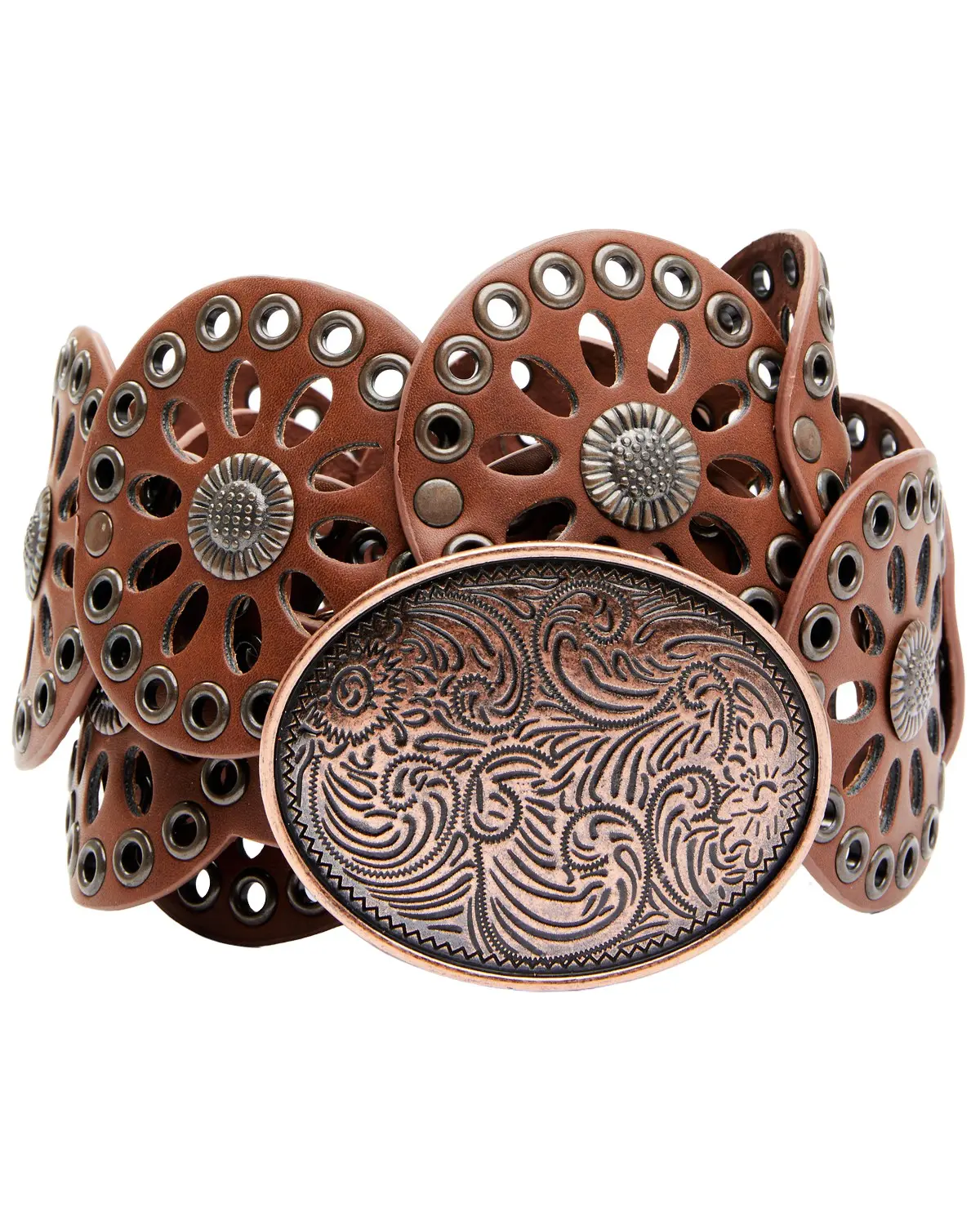 Cowgirls Rock Women's Cow Women'S Round Concho Western Belt - 9605300-Brn