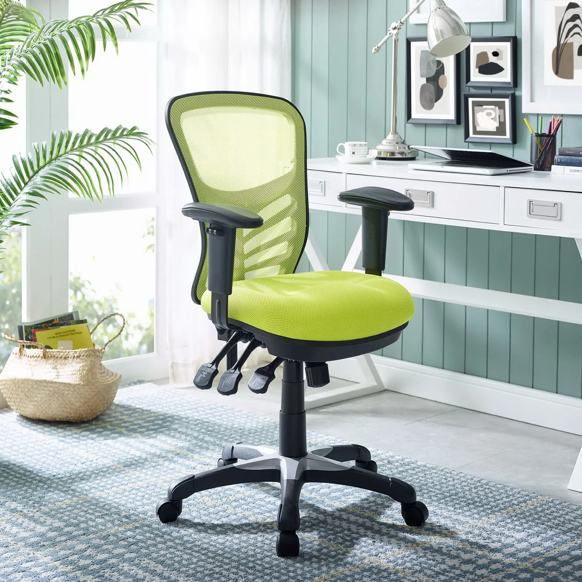 Modway Articulate Breathable Mesh Material Office Chair - Green, Adjustable Office Chair with Armrests, Height Adjustable Seat