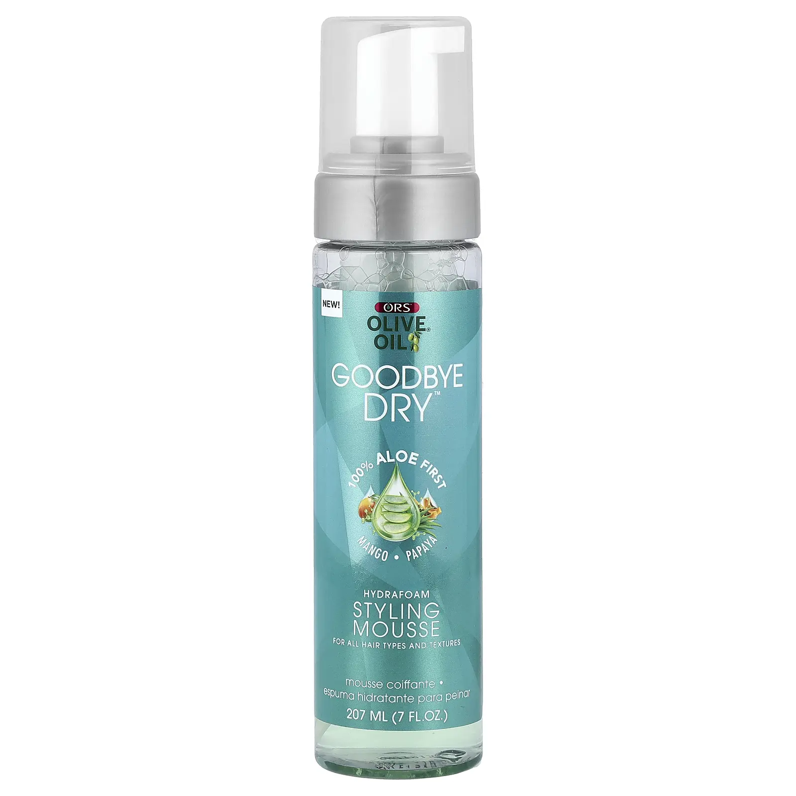 ORS Olive Oil®, Goodbye Dry™ Hydrafoam Styling Mousse, For All Hair Types and Textures, 7 fl oz (207 ml)