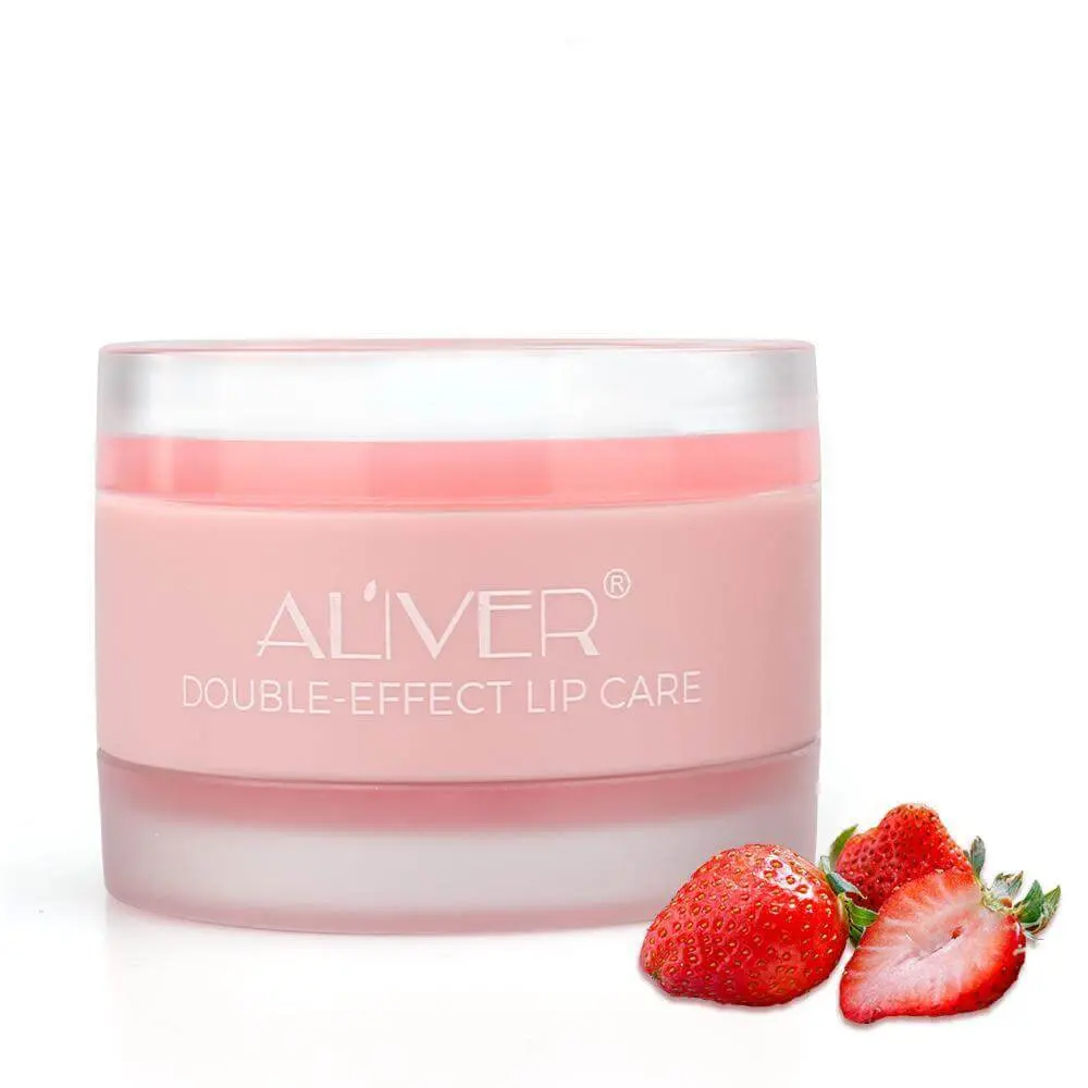 【live】Aliver Strawberry Double Effect Lip Mask, Lip Care Balm Skincare Comfort