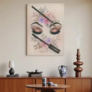 Framed Canvas 2D Flat 1pc/2d Flat Eyelashes & Eyebrow Makeup Tools Posters Prints Package Style Wooden Frame, Canvas Artwork, Murals, Oil s, Room Decorations, Unique Holiday Gift , Fade Resistant, And Wall Decorations. Suitable For Family Party, Inde