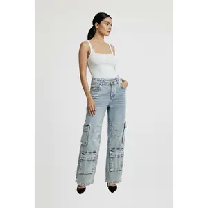 Double Button Wide Leg Cargo (Recommend to place the order 1 size up)