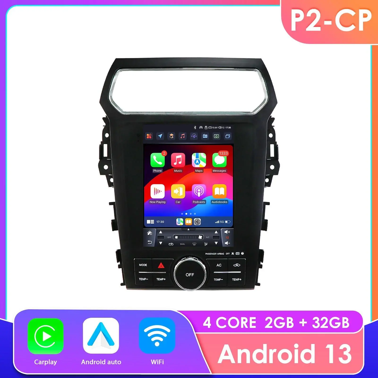 [Hizpo] 9.7in Android 14 32G Touchscreen Car Radio for 2011-2019 Ford Explorer, with CarPlay Android Auto, GPS Navigation