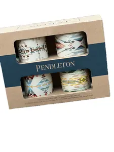 Pendleton Mug Set of 4 - Reusable Ceramic Coffee Cup with Assorted Designs, Ideal for Coffee and Drinkware