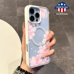 Chic Magnetic Case for iPhone11/12/13/14/15/16/promax Pink Petal MagSafe Ready, Anti-Slip, Ultra Thin | Aesthetic Touch for Daily Use