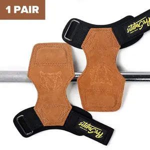 1Pair Cowhide Fitness Gloves Straps Gym Gloves Grips Anti-Skid Weight Power Belt Lifting Pads Deadlift Belt Workout Protection