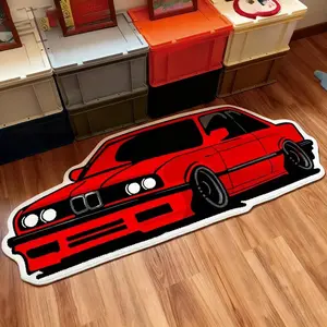 Cartoon car-shaped rug, American Style Car Print Rug, Decorative rug, plush entrance rug, home decor for living room, bedroom and boys' room, ideal for everyday use, Suitable for Sofa Coffee Table Closet Porch