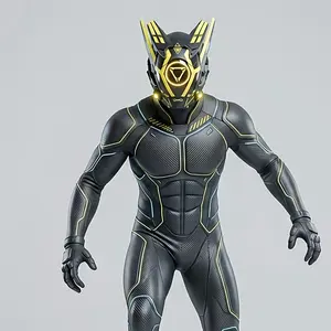 COSTRIBE Reflective CyberPunk Full-Face Fancy Mask - Rechargeable Stylish Accessories for Halloween Cosplay, Festival Parties