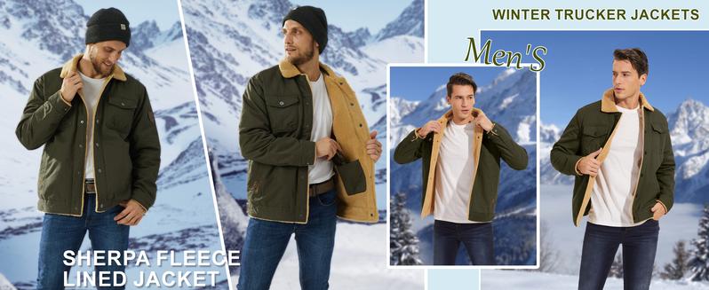 MAGCOMSEN Men's Sherpa Lined Winter Trucker Jacket Warm Multi Pocket Casual Jacket Collared Menswear Tops Cotton Fleece Long Sleeve FallFreshness Khaki Beige Jacket Outdoorfun MAGCOMSEN Men's Sherpa Lined Winter Trucker Jacket Warm Multi Pocket Casual Jacket Collared Menswear Tops Cotton Fleece Long Sleeve FallFreshness Khaki Beige Jacket Outdoorfun