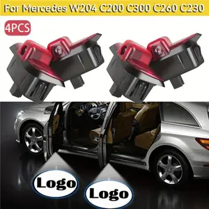 4PCS LED Door Logo Projector Lights for Mercedes-Benz C-Class W204 C200 C300 C260 C230 - Premium Welcome Shadow Lights, Plug & Play Installation, HD Projection, Enhances Luxury & Night Safety Auto Accessories, Car Door Lights
