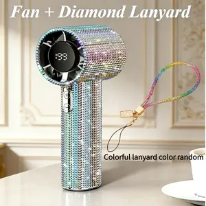Fan + Diamond Lanyard, a Brand New Upgraded Imitation Diamond Bracelet Fan for 2026, Featuring 199 Speed Settings, a Handheld Imitation Diamond Mini Fan with USB Rechargeable Battery