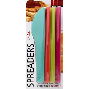 Spreaders Set,  Plastic ,  and Durable, Ideal for Butter, Jelly, Cream Cheese and Nut Butter, Handy Kitchen Tool, , Assorted Colors, 4 Count