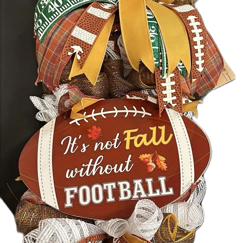 30 inch Swag Wreath - Football Themed Hanging Decoration Home Decor Gift for Football Fans Home
