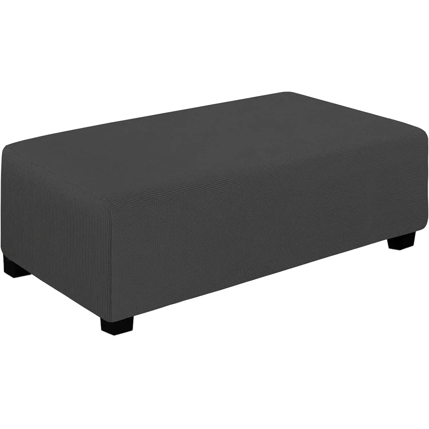 Easy-Going Stretch XX-Large Rectangle Ottoman Cover Dark Grey | Folding Storage Footstool Furniture Protector Soft slipcover with Elastic Bottom