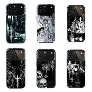 Gothic Cyber Sigil Cross Eyes Skull Phone Case for iPhone 17, 16, 15, 14, 13, 12, 11 Pro Max and Samsung S26-S22 Ultra shock and drop resistant protective case, fashionable gift.