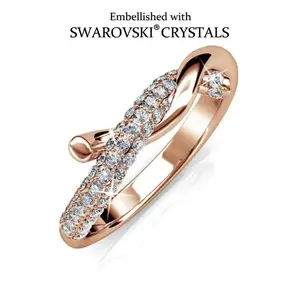 Daisini Original Crystals from Swarovski Criss-Cross Finger Ring Fashion Jewelry Women Wedding Party Birthday Present