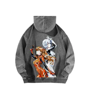 Neon Genesis Evangelion (Rei Ayanami Dark Shadow and Soryu Asuka Langley) retro anime American-style hoodie – casual style, 100% cotton, made in the USA, fun street style.