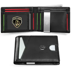 VTLASK Men's Slim Wallet with RFID Blocking Ultra-thin 0.8" Design Large Capacity for 11 Cards & 15-20 Bills Durable Microfiber Gift-Ready Packaging for Holidays
