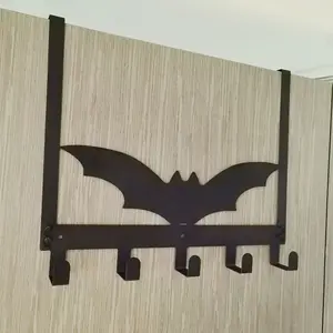 Gothic Bat Door Hook - Halloween Wall-Mounted Towel Rack with Metal Frame, Black Silhouette Design for Bathroom & Home Decor, Space-Saving Door Hanger for Towels, Robes, and Accessories, Halloween Decorations, Gothic Shelf, Bat Shelf, Storage Hooks