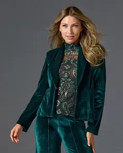 Velvet Shawl Collar Blazer Emerald