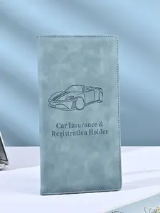 Leather Car Insurance and Registration Folder Wallet, Minimalist Design Document Organizer with Transparent Pocket for Ids and Important Papers, Multi-Card Auto Document Holder, Slim Suede Leather Vehicle Storage Essential