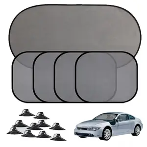 HOMEYA 5PCS Car Side Rear Front Window Screen Sun Shade, UV Protection Mesh Screen Sun Shade Cover with 10 Suction Cups, Windshield & Rear Back Window Sun Visor, Glare Shield Protection Vehicle
